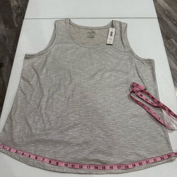 NWT Chico’s Ultimate Tee Tank Cotton Blend Slub Silver Foil Size 16 (Chico’s 3) - Picture 5 of 9
